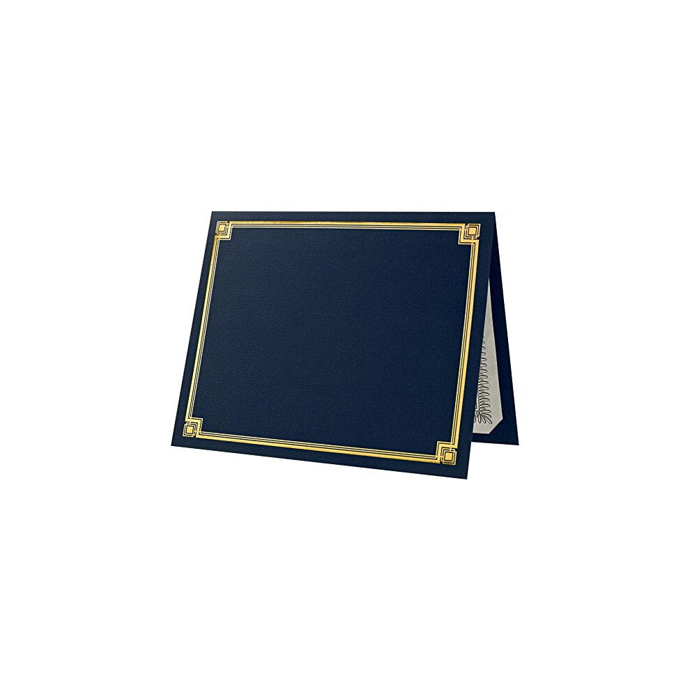 Luxpaper 9,5"" X 12"" Certificaathouders | Nautisch Blauw Linnen | Reli Frand Van Goudfolie | 100 Lb. Omslag | 25 Stuks-image