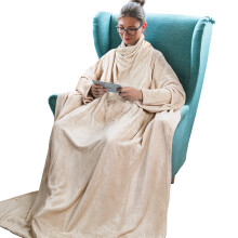 Tirrinia Wearable Blanket Adult Sunggle Blanket With Sleeves Reading Full Blanket Cozy TV Blanket Gift Idea for Women Men Mom Latte