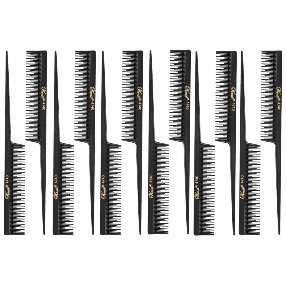 Krest Unisex Not,Specified Barber Beauty Hair 4740 8"""" Rattail Teaser Comb (12 Pack)12 X Sb-K4740-Blk
