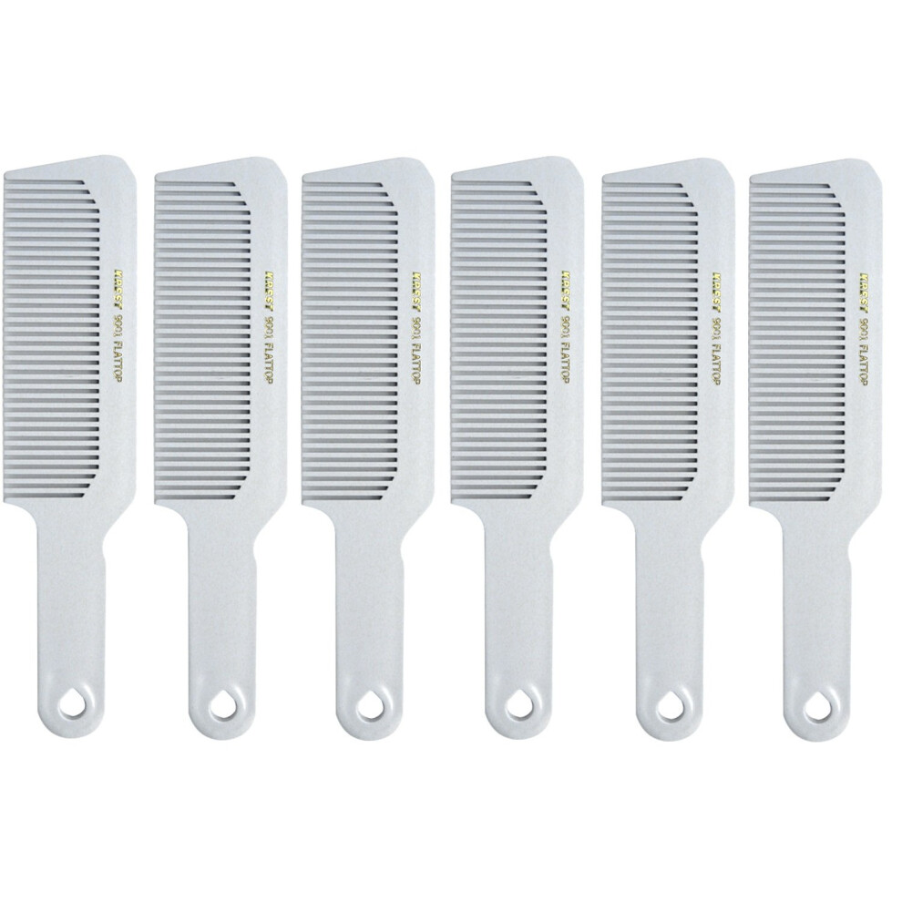 Krest Barber Beauty Hair 9001 8 3/4"""""""" Flattop Comb (6 Pack) 6 X Sb-K9001-White