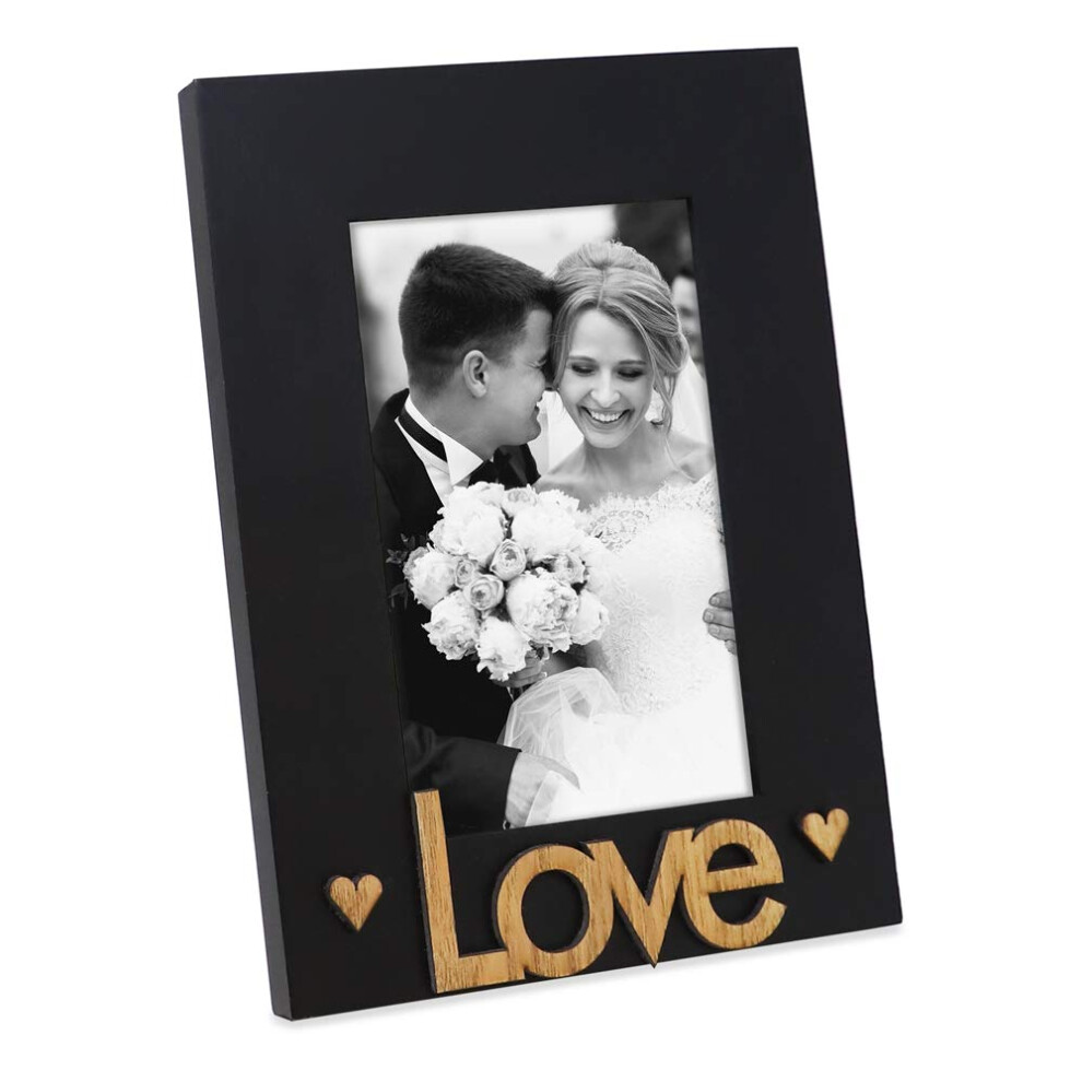 Isaak Jacobs Black Isaac Jacobs Wood Sentiments Love Picture Frame 4X6 Inch Photo Gift For Loved Ones Family Display On Tabletop Desk ( 4X6)