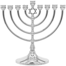The Dreidel Company Hanukkah Menorah med traditionell stjrnpolerad aluminiumfinish Storlek 7"""" Tall