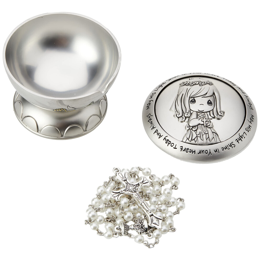 Precious Moments First Communion Rosary With Silver Box | May His Light Shine In Your Heart Today & Always Girl First Communion Rosary & Silver Zinc A