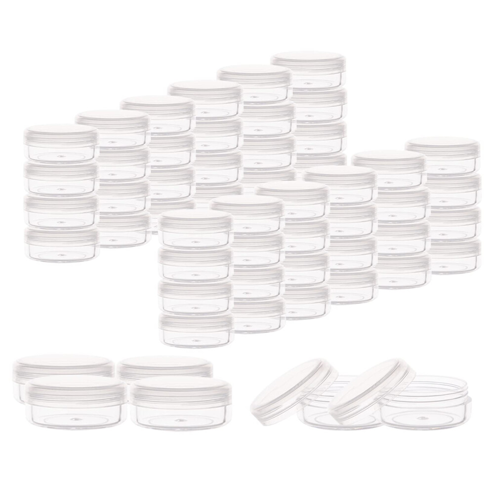 Zejia 10 Gram Sample Containers 100 Count Cosmetic Containers With Lids Refillable Empty Sample Jars Small Plastic Containers With Lids (Clear)