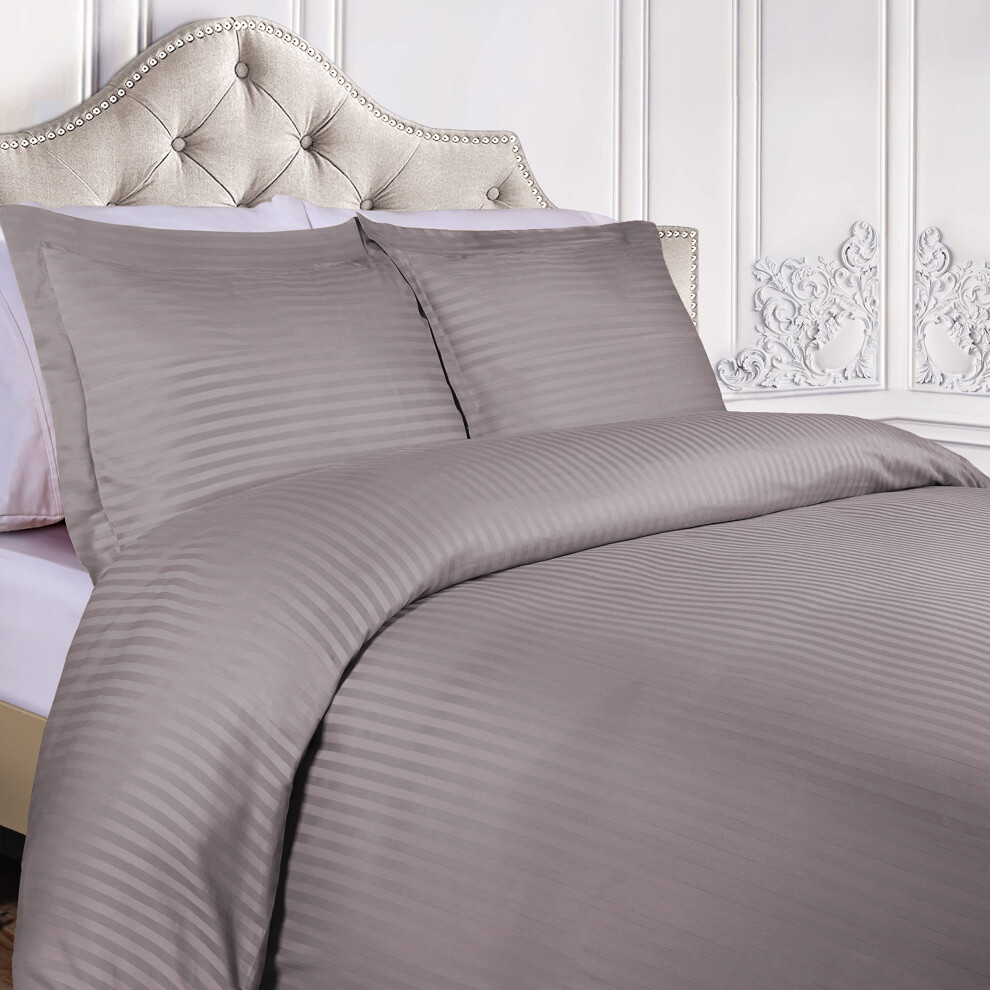 BLUENILEMILLS Blue Nile Mills 300 Thread Count Egyptian Cotton Striped Duvet Cover Set Plush Luxury Bed Decor Light Weight Bedding Includes 1 Duvet