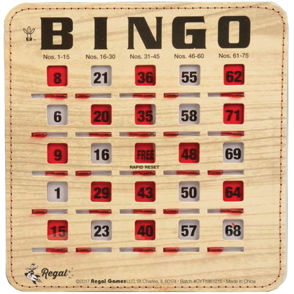 Regal Bingo Bulk Bingokaarten Met Schuifvensters - Herbruikbare Bingokaarten Voor Volwassenen, Grote Groep - 100 Stuks, Houtnerf-image