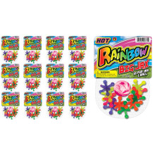 JA-RU Jumbo Jax Toy Set w/Rubber Ball (12 Jax Set) Rainbow Neon Color Jacks Game for Kids & Adults. Klassiska retro -leksaker. Bulk fdelsedagsfe