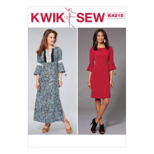 KWIK-SEW PATTERNS Misses' Dresses With Flounce Sleeves Sewing Pattern XS-S-M-L-XL