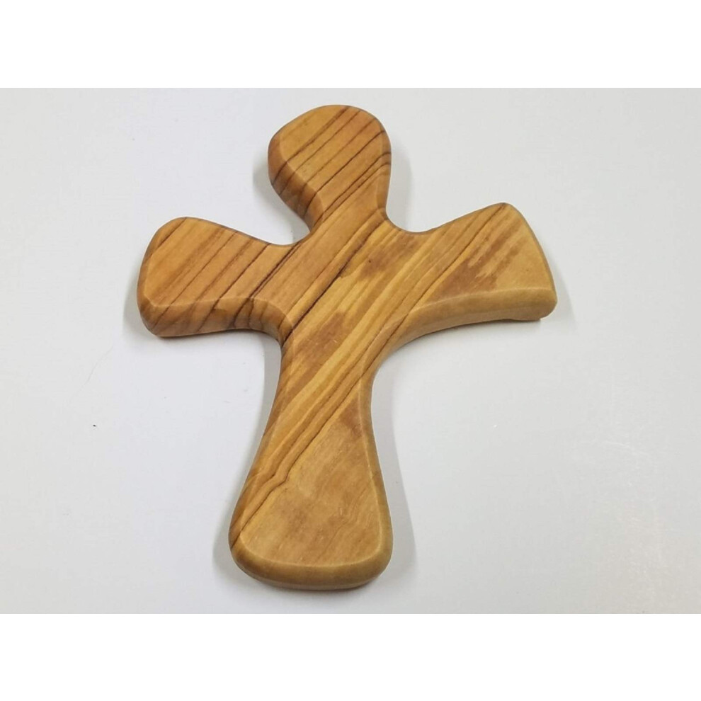 Croix De Pri Re En Bois D'olivier : Croix Main Con Ue Pour S'adapter Parfaitement Votre Main Par Bethlehem Gifts Tm (Simple)-image