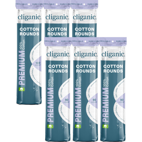 Cliganic Premium 100% Βαμβακερές Πατάκια Αφαιρέσεως Μακιγιάζ 540 Τεμάχια, (Συσκευασία 6)