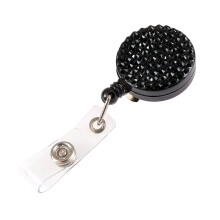 Global Shopper Mode Premium intrekbare zwarte kristallen nekkoord Intrekbare bling ID-naambadgehouder Draagbare strass werkbadge-reelclip voor verple