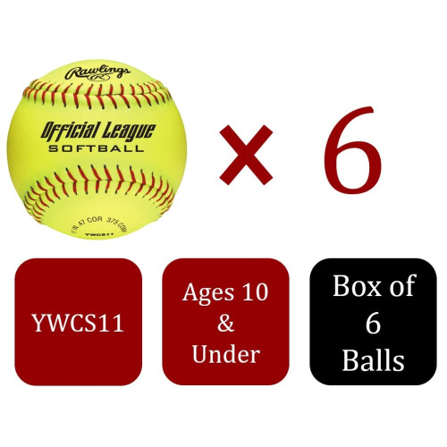 Rawlings | Επίσημα Μπαλάκια Softball | YWCS11 | 11" | 6 Τεμάχια 2