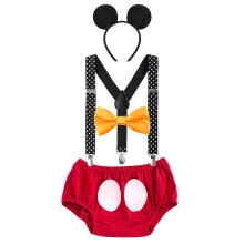 Baby Boys First Birthday Christmas Costume Cake Smash atuendos y tirantes de espalda Bloomers Bowtie Set Mouse Headband de 6-12 meses