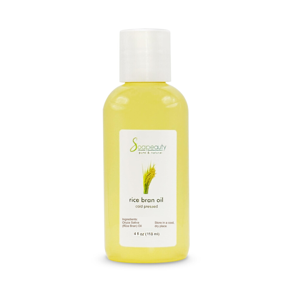 Soapeauty Rice Bran Oil Cold Pressed Unrefined | 100% Natural Available In Bulk | Carrier For Essential Oils Face Skin Hair Moisturizer Soap Making | (4 Oz)