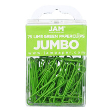 Farebn jumbo kancel rske sponky JAM PAPER - velk 2 palce - limetkovo zelen sponky - 75 kusov/balenie