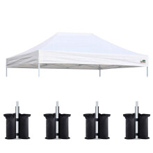 Eurmax USA Pop Up Canopy Top Gazebo Tenda Cover Substituio Top Only Bonus 4PC Pack Canopy Weight Bag (10x15 Branco)