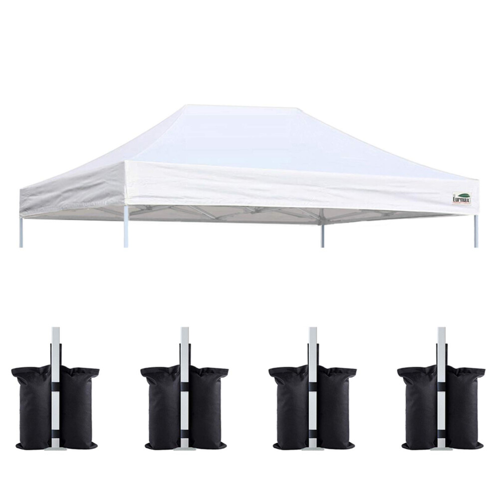 Eurmax USA Toit relevable pour gazebo, housse de remplacement, toit uniquement, pack bonus de 4 pi   ces, sac de lestage pour auvent (10 x 15, blanc)