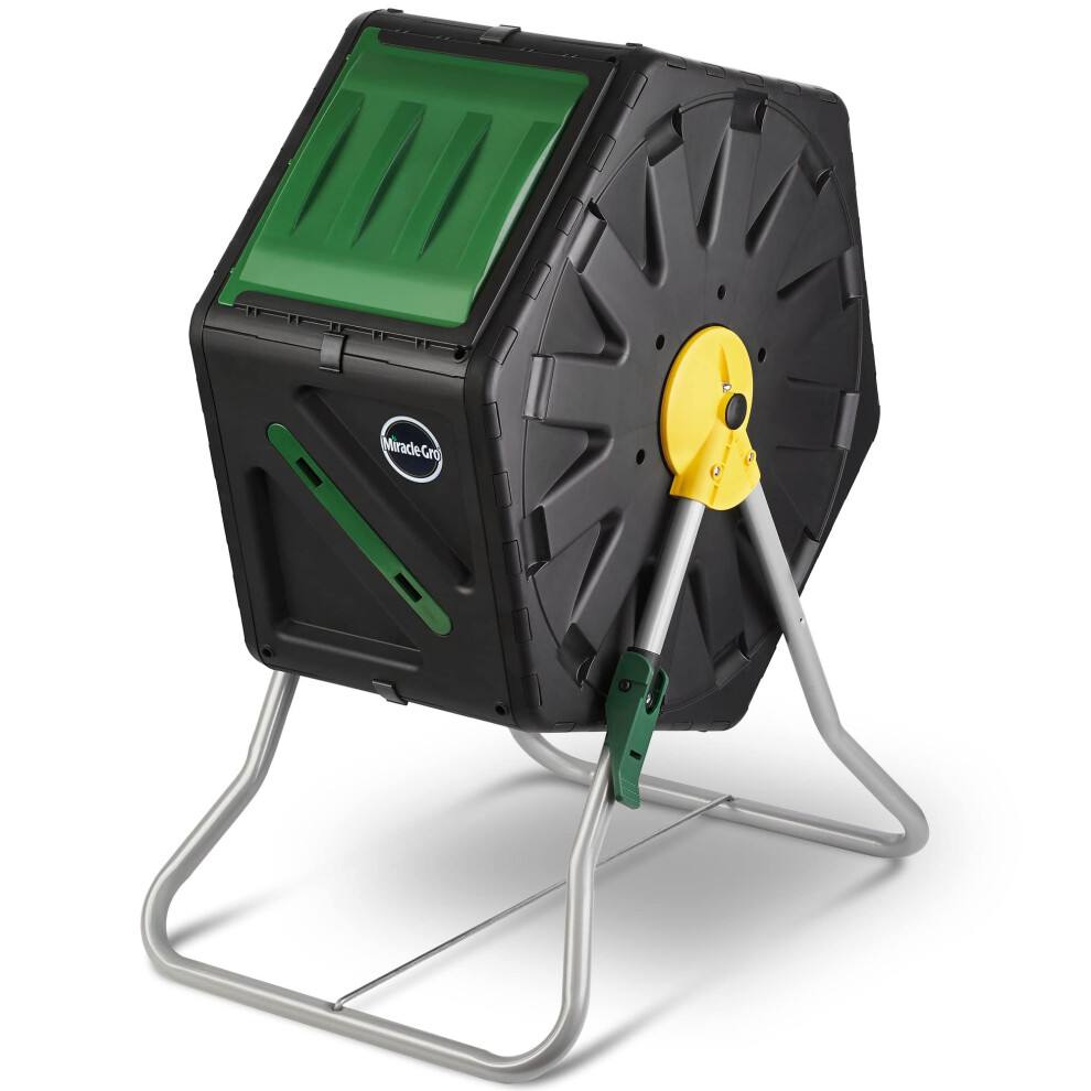 Miracle-Gro Small Composter - Compact Single Chamber Outdoor Garden Compost Bin Heavy Duty - UV Protected Turning Barrel Tumbling Composter (18.5 gall