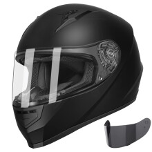 GLX GX11 Compact Lightweight Full Face Motorcycle Street Bike Helmet with Extra Tinted Visor DOT Approved (Matte Black  Large)