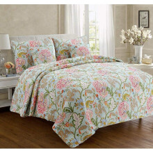 Confortabile linii de casa pentru flori ro?u alb floral 100% bumbac reversibil set pat de pat cu matlasare
