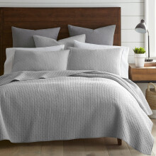 Levtex Home - Set de pilota cu punct de cruce gri deschis - 100% bumbac - Pilota completa/Queen (88x92in.) + 2 cuverturi standard (26x20in.) - Re
