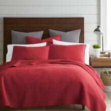 Levtex Home - Set de pilota cu punct de cruce Chile Red - 100% bumbac - Pilota intreaga/Queen (88x92in.) + 2 cuverturi standard (26x20in.) - Reve