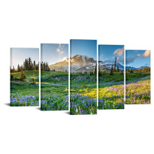 LevvArts- Imprimare pe pnza mare Arta de perete Parcul Na?ional Mount Rainier la rasaritul soarelui Pictura de peisaj Imprimare Giclee Wrap Gale