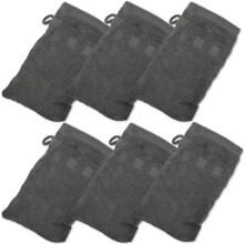 Kit de luvas de banho Made Easy - Pacote de 6 - (6"""" x 9"""") Toalha estilo europeu com lao (carvo 6 x 9 polegadas)