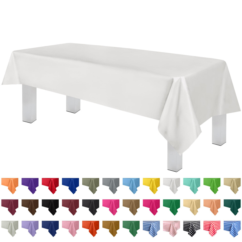 Grandipity Lot de 6 nappes jetables en plastique blanc 137 x 274 cm pour tables rectangulaires - Nappes de f   te haut de gamme jetables pour table