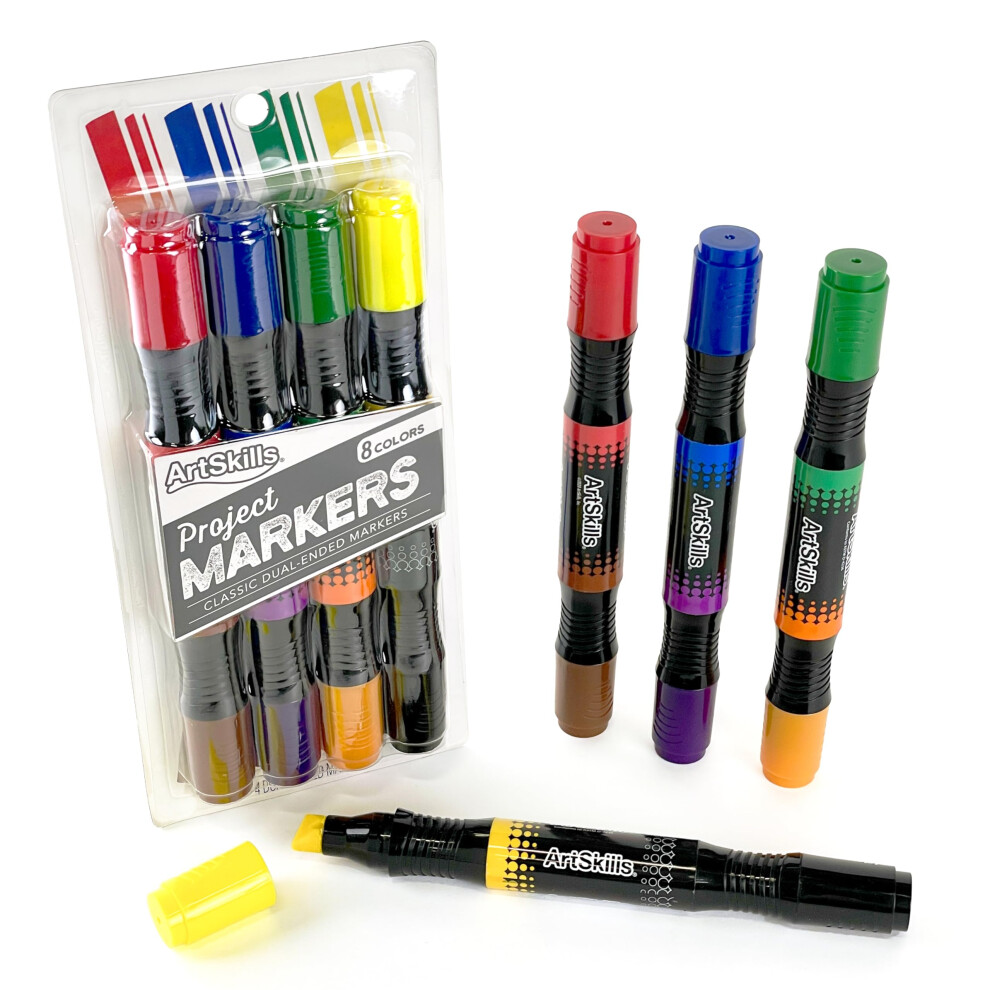 ArtSkills dubbelzijdige grote postermarkers 8 klassieke kleuren 4 stuks PA-4602 standaard