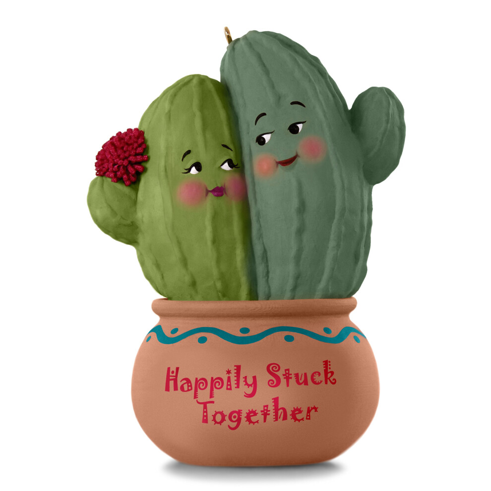 Hallmark Keepsake Kerstversiering 2018 Jaar Gedateerd Gelukkig Samen Vastgeplakt Cactus Schattig Stel-image