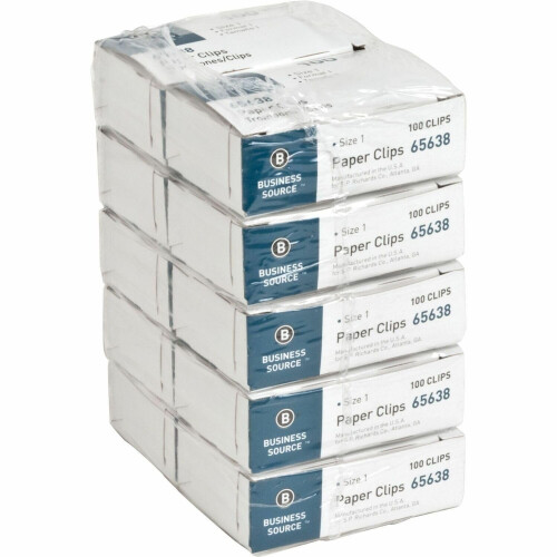 Business Source 65638 Συνδετήρες, Μέγεθος 1, Κανονικοί, .033 Πάχος Σύρματος, 1000/PK, Ασημί