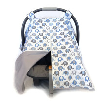 Vera Elephant Baby-Autositzbezug, 100 % atmungsaktive Baumwolle (Blaugrau)