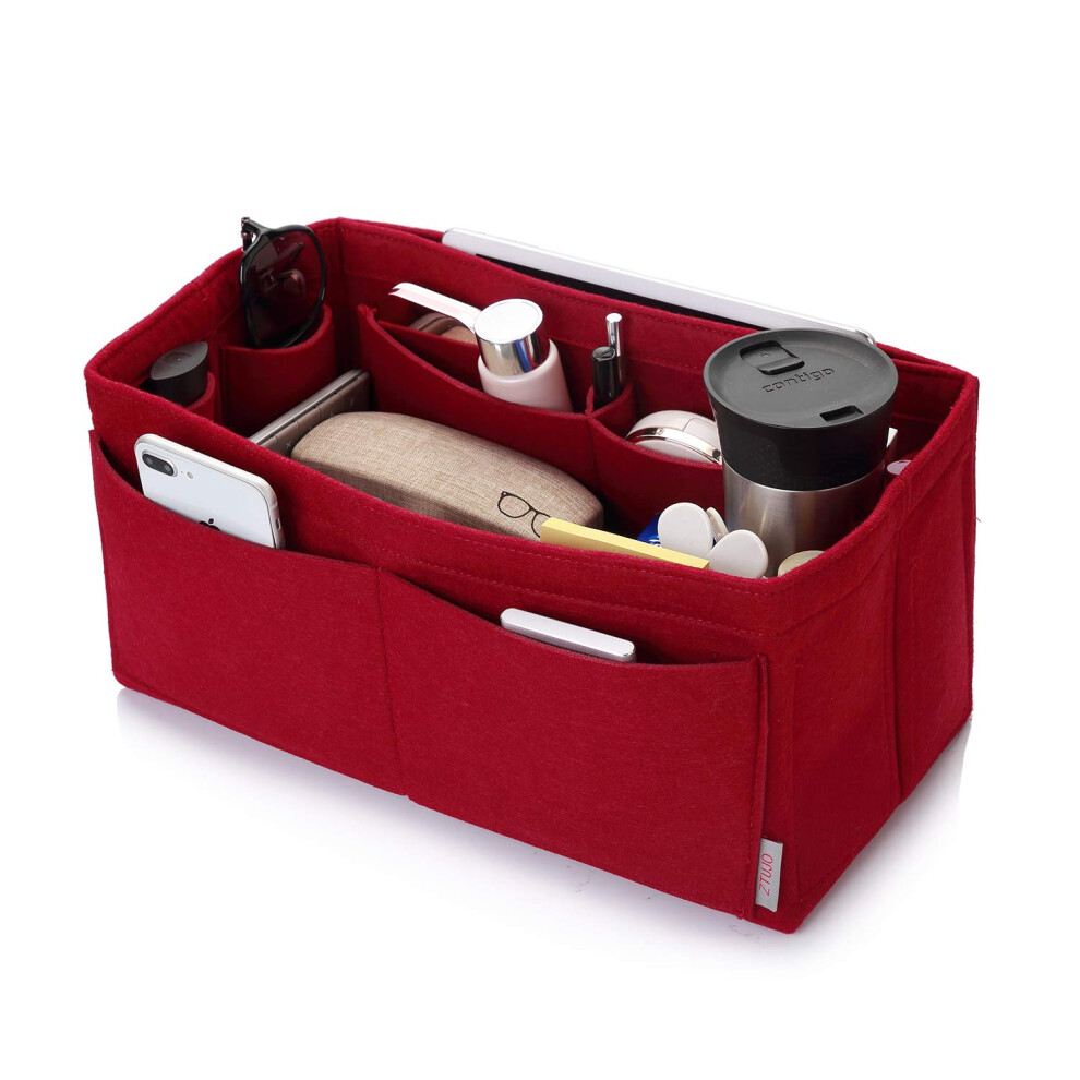 Organizador De Bolsos De Fieltro Ztujo, Mediano, Rojo (13 Bolsillos, Apto Para Speedy 25 Y 30, Ligero Y Port Til)-image