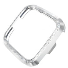 2PC For Fitbit Versa Lite Universal Smart Watch PC Diamond Protective Case(Silver)
