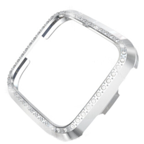 2PC For Fitbit Versa Lite Universal Smart Watch PC Diamond Protective Case(Silver)