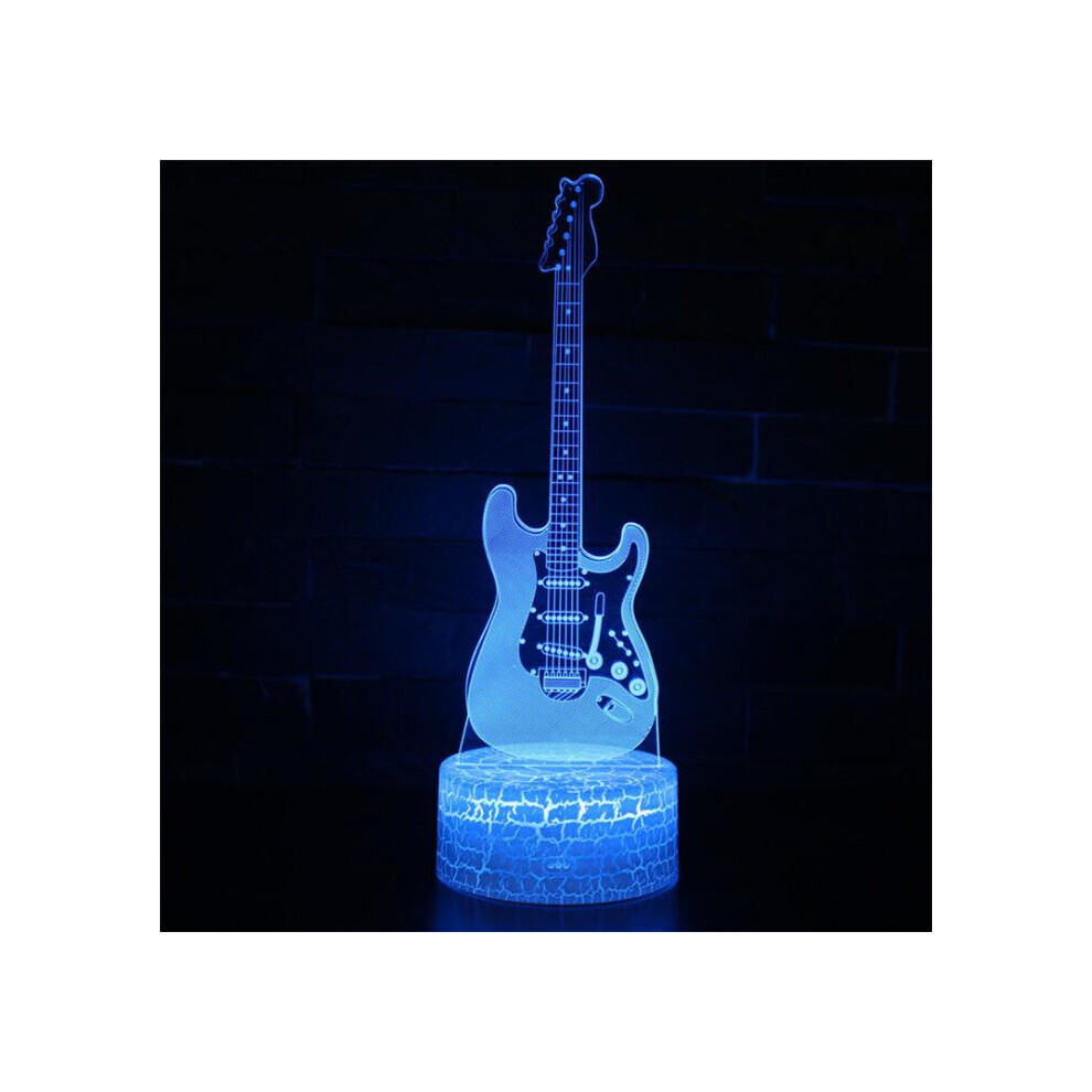 Guitar Shape 3D Colorful LED Vision Light Table Lamp Crack Touch Version
