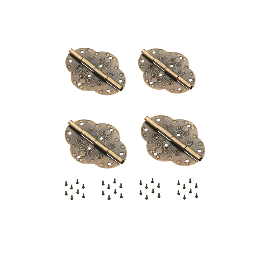 Dophee 4Pcs 2.72""""X2.09"""" Retro Style Antique Bronze Iron Decorative Hinges For Wooden Jewelry Box Case 607376742390