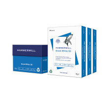 Carta per stampante Hammermill Great White 30% carta riciclata 8,5 x 11 - 92 Bright Made in USA 086820C - 3 risme (1.500 fogli)