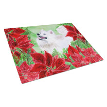 Caroline's Treasures CK1339LCB Samoyed Poinsettas Glasschneidebrett, groes dekoratives Schneide- und Servierbrett aus gehrtetem Glas fr die Kche,