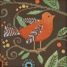 Kit de ponto cruz de contagem com pssaro laranja Mill Hill 2018 Debbie Mumm Out On A Limb Collection DM301813