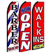 OnPoint Wares Barber Shop  Now Open  Welcome Walk In Welcome Flags -3 Pack | 3ft. x 11.5ft Heavy Duty Flags Advertising Sign | Weatherproof Walk Ins W