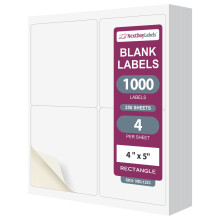 NextDayLabels - Λευκές Ετικέτες Laser/Ink Jet (4 x 5" - 4 ανά Σελίδα | 1000 Ετικέτες)
