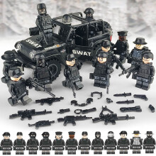 13PCS Military Soldiers Black SWAT Jeeps Minifigures Toys Fit Lego