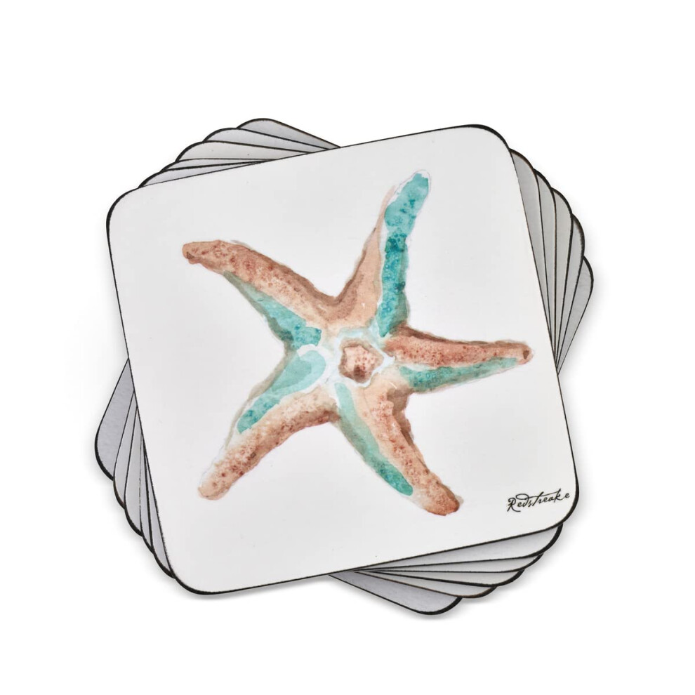 Pimpernel Coastal Shore Collection Coasters | Set of 6 | Cork Backed Board | Heat and Stain Resistant | Drinks Coaster for Tabletop Protection | Measu