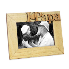 Isaac Jacobs Natural Wood Sentiments I Love Papa / I Heart Papa Picture Frame 4x6 inch Photo Gift for Papa Grandpa Family Display on Tabletop D