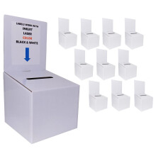 10er-Pack Wahlurnen aus Wellpappe, nicht aus d   nnem Karton, 6 x 6 x 6, gl   nzend wei   , mit leeren Etiketten