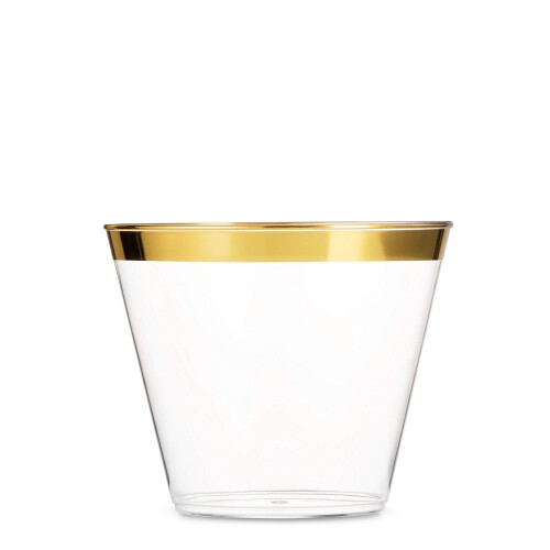 Munfix 100 Bicchieri di Plastica Dorati - 9 Oz Trasparenti - Eleganti Bicchieri Usa e Getta