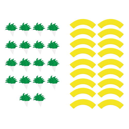Beistle 36 Piese Pineapple Cupcake Wrappers 8 """" Galben/Verde 1