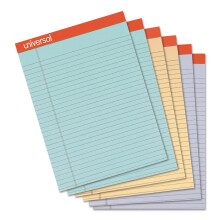 Universal UNV35878 Schreibbl cke, liniert, 8,5 Zoll x 11,75 Zoll, 50 Blatt, breit/Legal Rule, farbig perforiert, sortiert (6/Packung)
